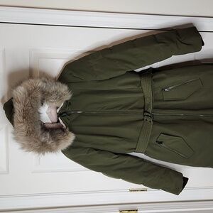Lauren Ralph Lauren down puffer jacket army green midlength Small